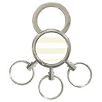 Horizontal Stripes - White and Beige 3-Ring Key Chain
