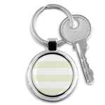 Horizontal Stripes - White and Beige Key Chain (Round)