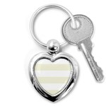 Horizontal Stripes - White and Beige Key Chain (Heart)