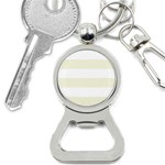 Horizontal Stripes - White and Beige Bottle Opener Key Chain
