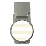 Horizontal Stripes - White and Beige Money Clip (Round)