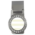 Horizontal Stripes - White and Beige Money Clip (CZ)