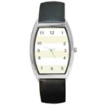 Horizontal Stripes - White and Beige Barrel Style Metal Watch
