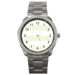 Horizontal Stripes - White and Beige Sport Metal Watch