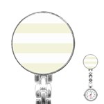 Horizontal Stripes - White and Beige Stainless Steel Nurses Watch