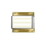 Horizontal Stripes - White and Beige Gold Trim Italian Charm (9mm)