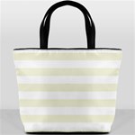 Horizontal Stripes - White and Beige Bucket Bag