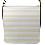 Horizontal Stripes - White and Beige Flap Closure Messenger Bag (S)