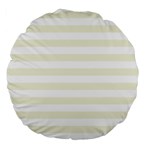 Horizontal Stripes - White and Beige Large 18  Premium Round Cushion