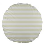 Horizontal Stripes - White and Beige Large 18  Premium Flano Round Cushion