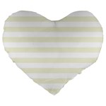 Horizontal Stripes - White and Beige Large 19  Premium Heart Shape Cushion
