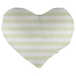Horizontal Stripes - White and Beige Large 19  Premium Flano Heart Shape Cushion