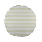Horizontal Stripes - White and Beige Standard 15  Premium Round Cushion
