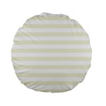 Horizontal Stripes - White and Beige Standard 15  Premium Flano Round Cushion