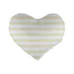 Horizontal Stripes - White and Beige Standard 16  Premium Flano Heart Shape Cushion