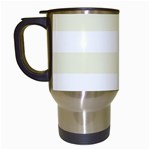 Horizontal Stripes - White and Beige Travel Mug (White)