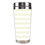 Horizontal Stripes - White and Beige Stainless Steel Travel Tumbler