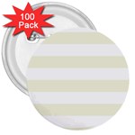 Horizontal Stripes - White and Beige 3  Button (100 pack)