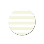 Horizontal Stripes - White and Beige Magnet 3  (Round)