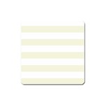 Horizontal Stripes - White and Beige Magnet (Square)