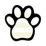 Horizontal Stripes - White and Beige Magnet (Paw Print)
