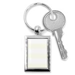 Horizontal Stripes - White and Ivory Key Chain (Rectangle)
