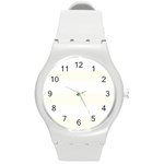 Horizontal Stripes - White and Ivory Round Plastic Sport Watch (M)