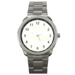 Horizontal Stripes - White and Ivory Sport Metal Watch