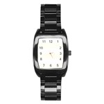 Horizontal Stripes - White and Ivory Stainless Steel Barrel Watch