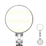 Horizontal Stripes - White and Ivory Stainless Steel Nurses Watch