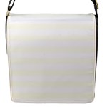 Horizontal Stripes - White and Ivory Flap Closure Messenger Bag (S)
