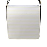 Horizontal Stripes - White and Ivory Flap Closure Messenger Bag (L)