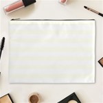 Horizontal Stripes - White and Ivory Cosmetic Bag (XL)