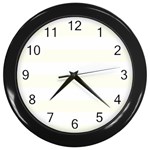 Horizontal Stripes - White and Ivory Wall Clock (Black)
