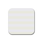 Horizontal Stripes - White and Ivory Rubber Coaster (Square)
