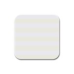 Horizontal Stripes - White and Ivory Rubber Square Coaster (4 pack)