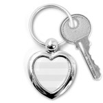 Horizontal Stripes - White and White Smoke Key Chain (Heart)