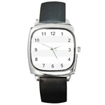 Horizontal Stripes - White and White Smoke Square Metal Watch