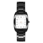 Horizontal Stripes - White and White Smoke Stainless Steel Barrel Watch