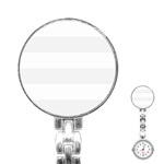 Horizontal Stripes - White and White Smoke Stainless Steel Nurses Watch