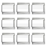 Horizontal Stripes - White and White Smoke 9mm Italian Charm (9 pack)