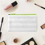 Horizontal Stripes - White and White Smoke Canvas Cosmetic Bag (XS)