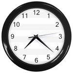 Horizontal Stripes - White and White Smoke Wall Clock (Black)