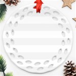 Horizontal Stripes - White and White Smoke Ornament (Round Filigree)