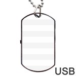 Horizontal Stripes - White and White Smoke Dog Tag USB Flash (One Side)