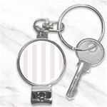 Vertical Stripes - White and Pastel Pink Nail Clippers Key Chain