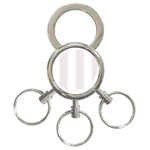 Vertical Stripes - White and Pastel Pink 3-Ring Key Chain