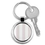 Vertical Stripes - White and Pastel Pink Key Chain (Round)
