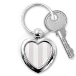 Vertical Stripes - White and Pastel Pink Key Chain (Heart)