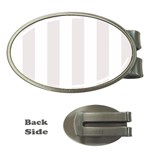 Vertical Stripes - White and Pastel Pink Money Clip (Oval)
